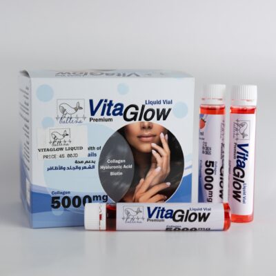 VitaGlow Collagen 5000mg - Premium liquid collagen vials designed to support the health of hair, skin, and nails, enriched with hyaluronic acid and biotin for enhanced beauty and nourishment.